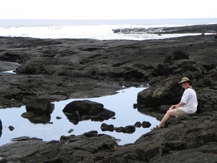 Tina relaxing by the tidepools.