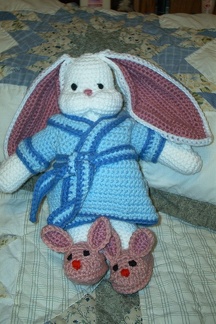 [9/16/2004] Baby gift for a friend's shower.  I thought the "bunny in bunny slippers" concept was too cute for words! 
